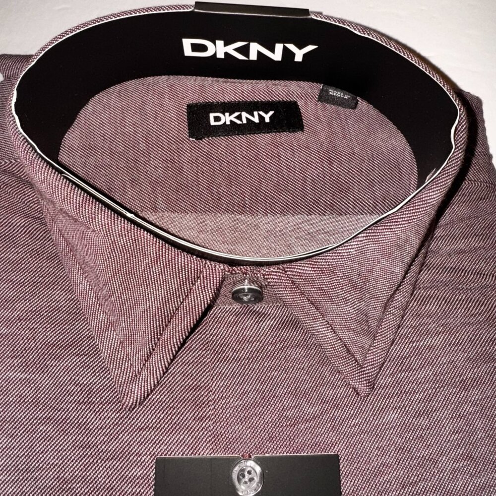 DKNY Mens Long Sleeve Sport Shirt Medium Cotton Natural Stretch Machine Wash - Picture 2 of 3
